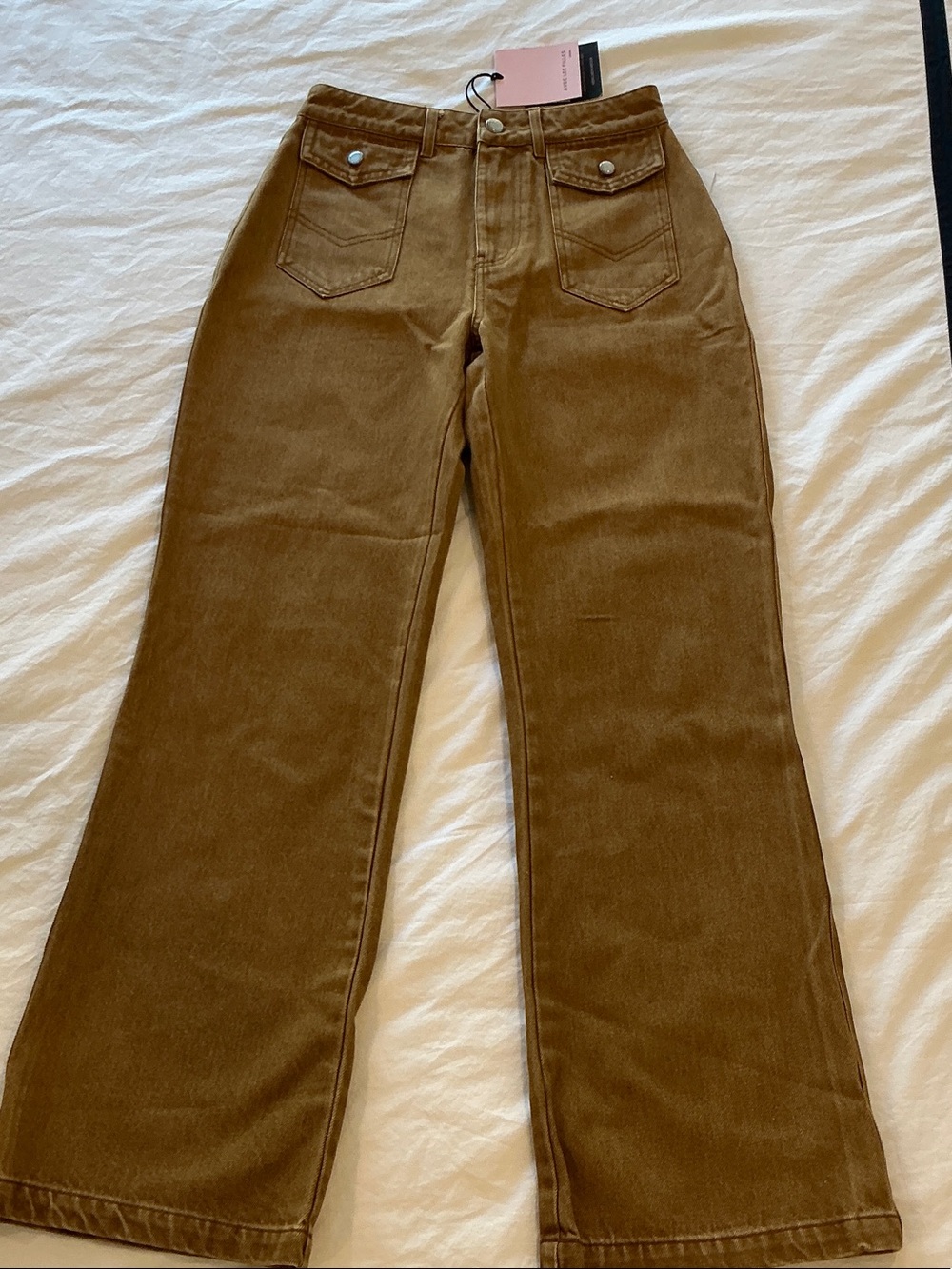 Avec Les Filles Women’s Flare Leg Patch Pocket Denim Pants Size 27